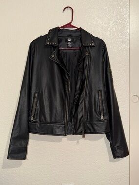 Miss Lili Black Faux Leather Studded Moto Jacket